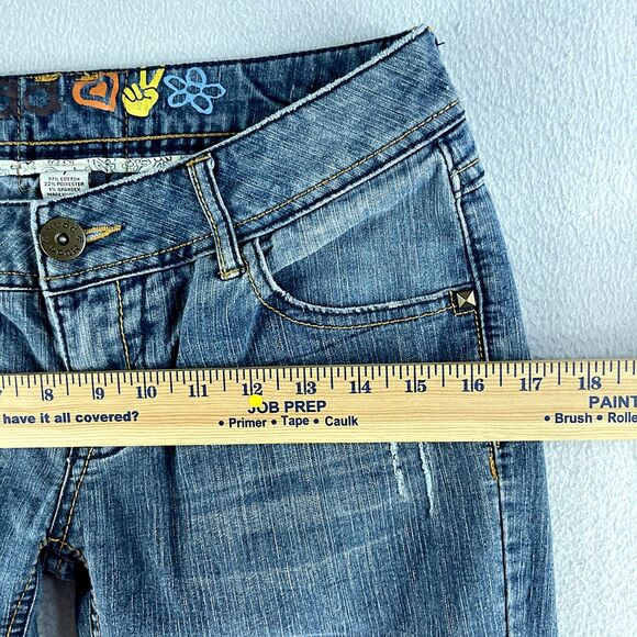 Mudd Women Jeans Blue Tag Size 1 (28x20) Low Rise Capri Medium Wash Stretch - Picture 9 of 15